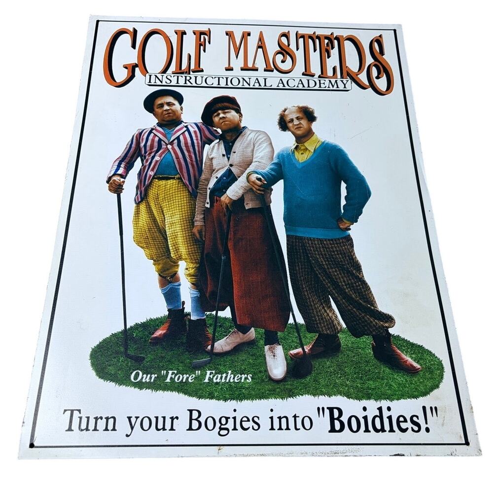 Vintage Three Stooges Golf Masters Metal Tin (12x16)